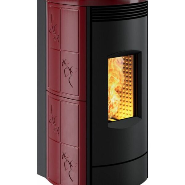 Caminetti Montegrappa MW18 E Alpina M Poêle à pellets pour chauffer l'eau 17,2 kw - revêtement en majolique bordeaux